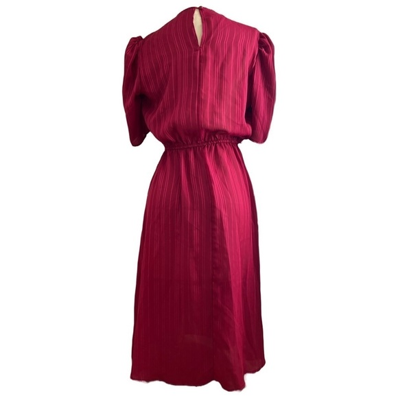 Enchanted Vintage 1970s Magenta Striped Dress – Deadstock with Tags (Ohrbach’s) - Picture 5 of 10
